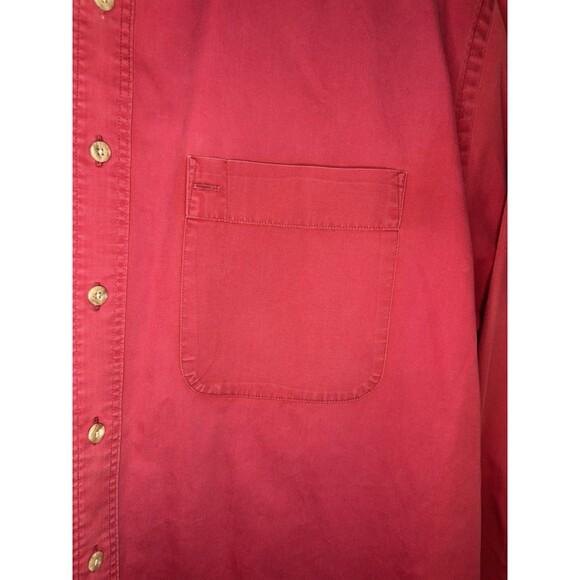 VINTAGE Lands End Shirt Mens Large 16-16.5 Faded Barn Red Long Sleeve Button - Picture 7 of 10